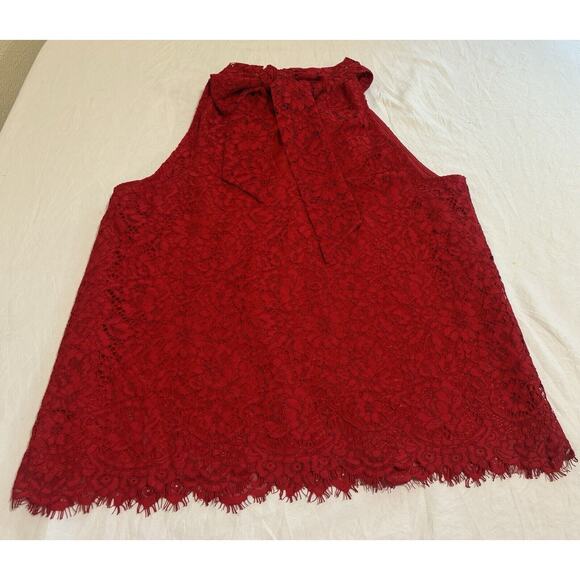 J.Crew Women’s Sz S Red Lace Halter Top Blouse Lined Boho Formal Romantic Fairy - Picture 2 of 10